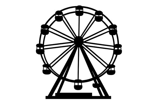 Bold graphic silhouette of a large Ferris wheel structure at an amusement park or carnival fairground