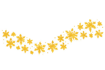 Golden glitter snowflakes decorative wave border for Christmas and New Year holidays