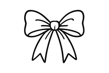 Simple hand drawn outline of a decorative ribbon bow knot for gifts and celebrations