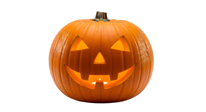 Jack-o'-Lantern Halloween Pumpkin, isolated on transparent background