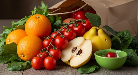 Vibrant fresh fruits and veg