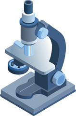 Isometric Illustration of a Compound Laboratory Microscope for Science