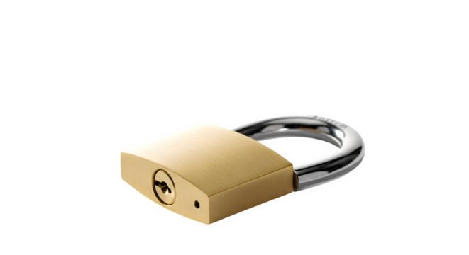 Brass Padlock, isolated on transparent background