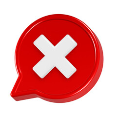 Fototapeta premium Red cross button 3d rendering cancel delete symbol