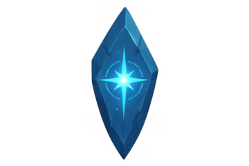 Blue magic crystal gem with glowing compass star