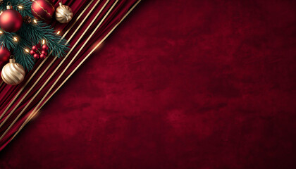 Elegant Christmas Ornaments on Red Velvet, Perfect for Holiday Greetings and Festive Promotions, Creates a Warm and Inviting Atmosphere, Ready for Your Message