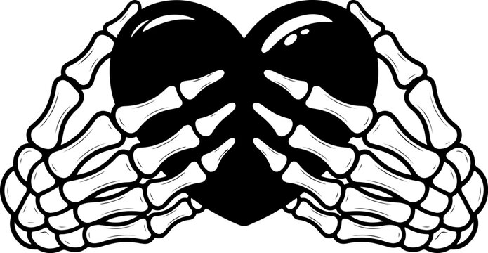 The image of skeleton hands forming a heart shape