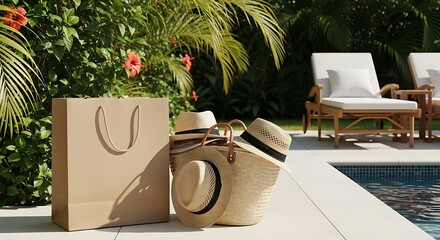 Resort shopping by the pool