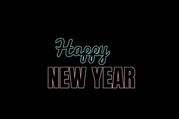 New Year Greeting with Pink and Blue Text on Black background