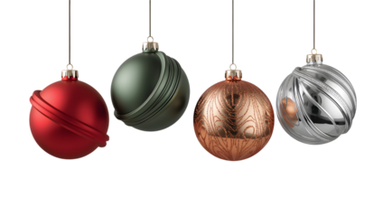 Modern christmas ornaments hanging, festive winter holiday decoration set