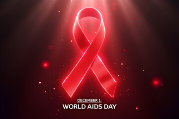 Glowing Red Ribbon Light Beam Poster Created For World Aids Day 2025