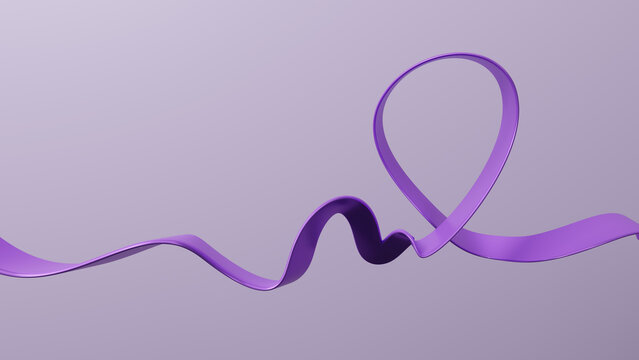 Purple ribbon on health care background, World Cancer Day campaign on February 4. Cancer prevention awareness month symbol. Pancreatic cancer, Epilepsy, domestic violence awareness concept. 3d render