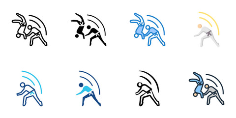 Judo icon set multiple style collection 
