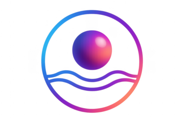 Abstract gradient sphere and waves in circle icon