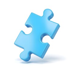Obraz premium One vibrant blue glossy 3d jigsaw puzzle piece, concept solution