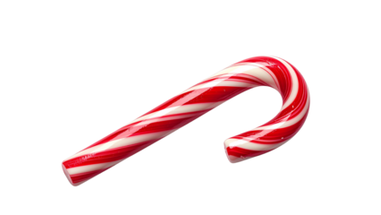 Red and White Candy Cane Isolated on Black Background