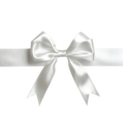 Naklejka premium Elegant white satin ribbon bow on a transparent background