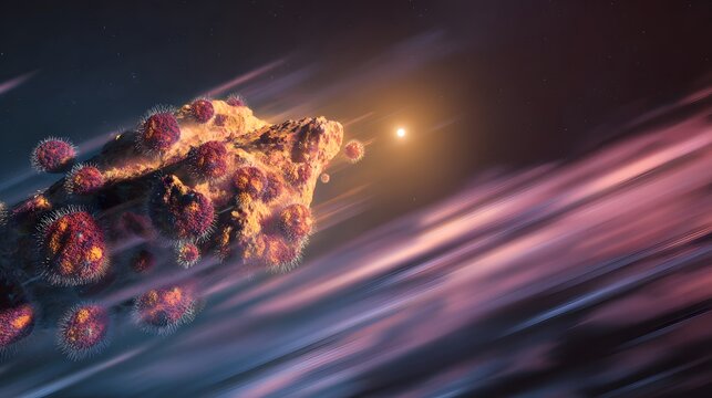 Cosmic Microbes Seed a Distant World Dramatic Interstellar Journey Through Deep Space Art