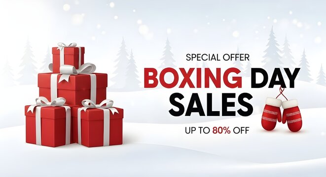 Boxing day sales promotion with gifts isolated on transparent background - Powered by Adobe