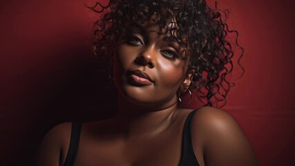 Sensual portrait of a young woman with curly hair in different perspectives and angles