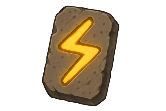 Sowilo rune glowing on ancient stone transparent background