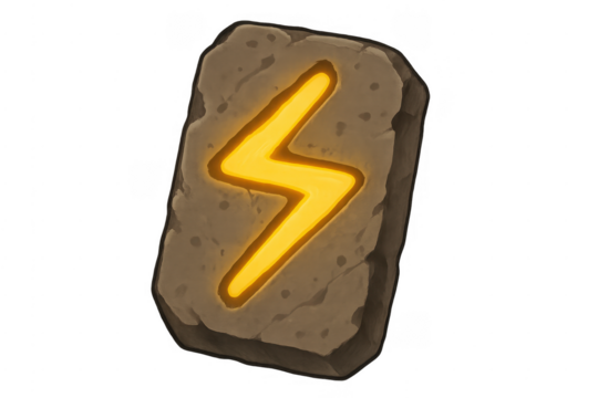 Sowilo rune glowing on ancient stone transparent background