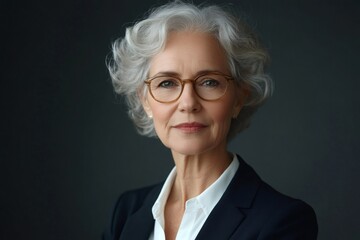 Mature confident businesswoman wearing glasses looking at camera