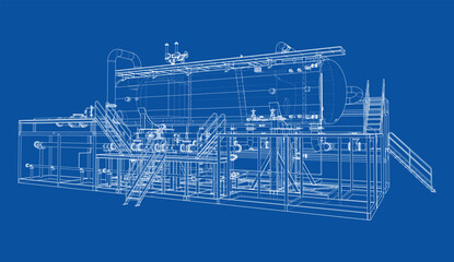Industrial Machinery Blueprint. Vector