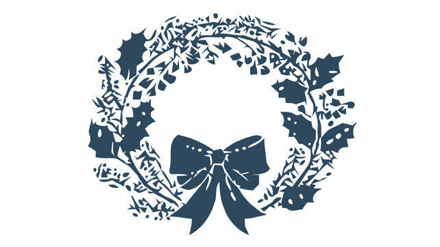 Elegant holiday wreath with bow for festive greetings, invitations and winter celebrations graphic resource