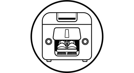 A simplified illustration of a toaster with bread slices inside, ready for toasting.