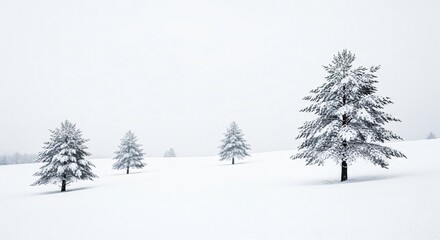 Fototapeta premium Winter Snow Landscape with Frosted Pine Trees