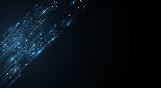 Blue Light Streaks on Dark Futuristic Background