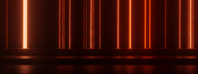 3D Black background with red stripped neon lights