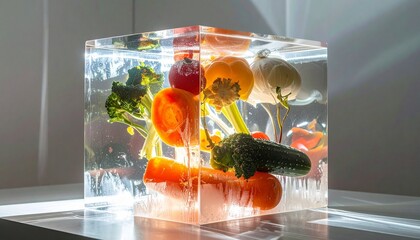 Perfect Foods, Fruits, Drinks, and Vegetables Iced Box Showcase for website and social media promotions