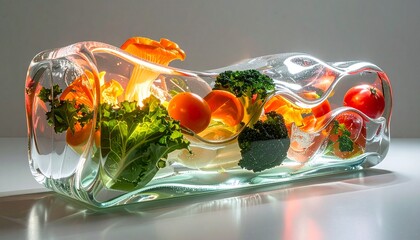 Perfect Foods, Fruits, Drinks, and Vegetables Iced Box Showcase for website and social media promotions