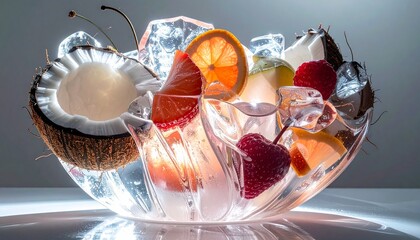 Perfect Foods, Fruits, Drinks, and Vegetables Iced Box Showcase for website and social media promotions