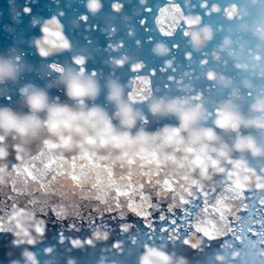 macro shot of sea salt crystals with subtle sparkles, high-end product texture photography