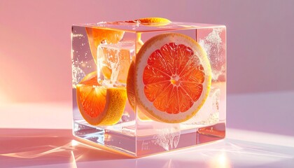 Perfect Foods, Fruits, Drinks, and Vegetables Iced Box Showcase for website and social media promotions