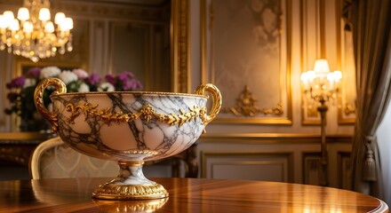 Elegant Decorative Bowl on Polished Wooden Table

