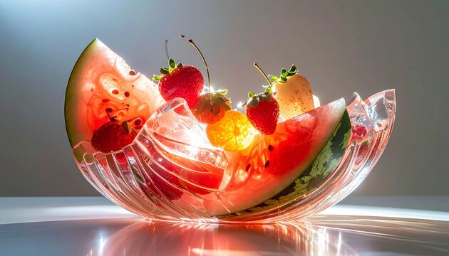 Perfect Foods, Fruits, Drinks, and Vegetables Iced Box Showcase for website and social media promotions
