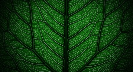 Obraz premium Close up view of a rich dark green leaf with visible vein structure. Natural organic pattern for background textures and nature concept.