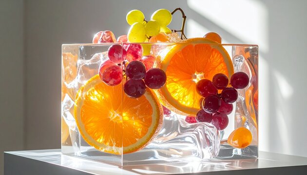Perfect Foods, Fruits, Drinks, and Vegetables Iced Box Showcase for website and social media promotions
