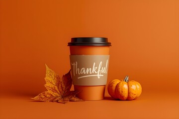 A coffee paper cup and creative background designed for Thanksgiving Day.