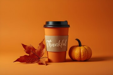A coffee paper cup and creative background designed for Thanksgiving Day.