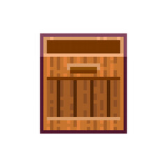 Pixel Art Open Crate Icon. Retro 8bit Wooden Storage Box Sprite for Inventory, Cargo and Level Decoration.
