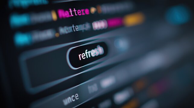Closeup Refresh Button on Blurred Code