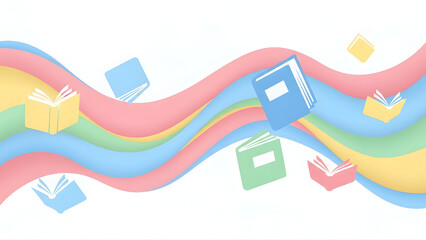 Creative and colorful background design featuring books for education, back to school, class, and artistic concepts for business and abstract designs