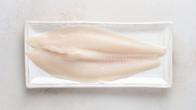 Fresh raw sole fish fillet on white background isolated. Generative AI