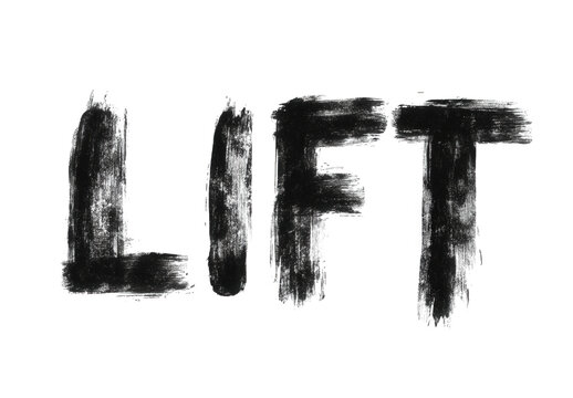 Lift lettering isolated on transparent background, a bold and impactful design with a textured, brushstroke effect, perfect for fitness, motivation, and strength themes
