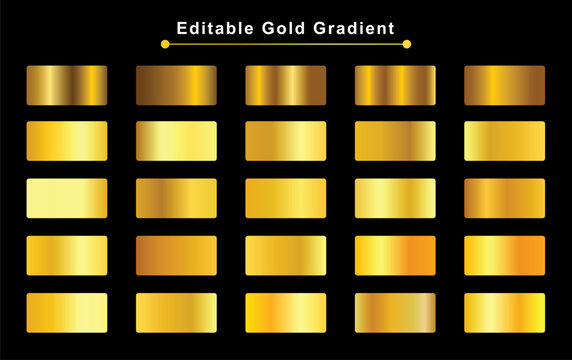 gold gradient vector palette set,gold metal numbers collection